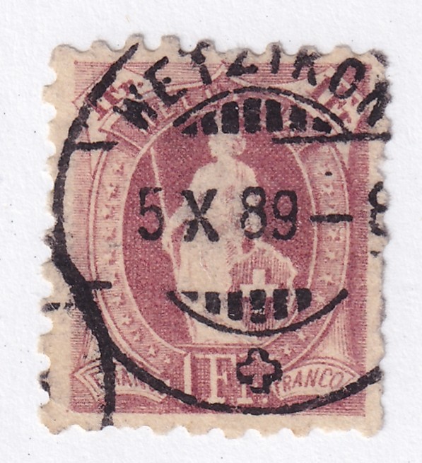stamps 3.1～ MATT'S STAMPS SWITZERLAND SCOTT #93 HELVETIA 1 FRANC ISSUE OF 1888